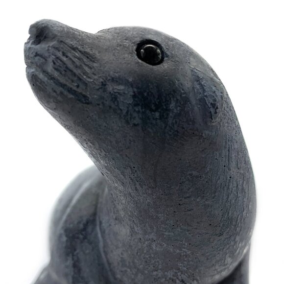 WOLF ORIGINAL Seal Figurine Soapstone Look Sculpture Vintage 70s Made in Canada - Picture 9 of 11